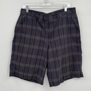 Patagonia Mens Plaid Seersucker Casual Shorts Gray Flat Front Pockets 32